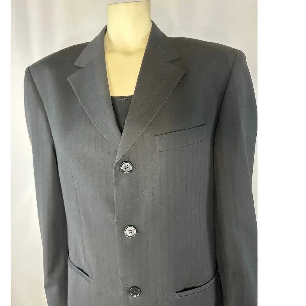 Demantie Super 150's Sport Coat Blazer hand tailored black size S/36 W/30